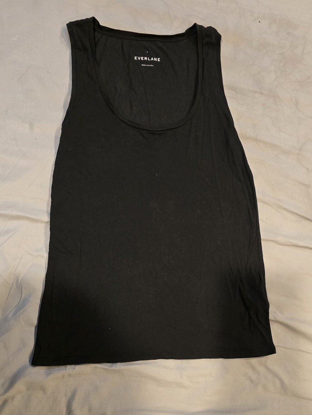 Everlane Womens Scoop Neck Tank Top Black Prima Cotton Size Small